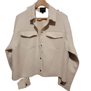 Truth Faux Suede Cropped Shacket. Shirt Jacket